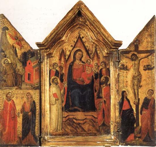 Jacopo del Casentino Madonna and Child Enthroned with SS.Bernard and John the Baptist and Four Angels oil painting image